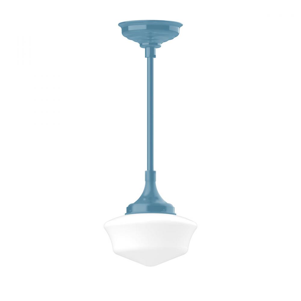 12" Schoolhouse glass, 1/2" x 36" stem and canopy, Light Blue
