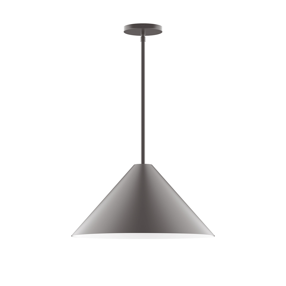 18" Pinnacle Stem Hung Pendant with 6 inch white opal glass globe, Bronze Matte