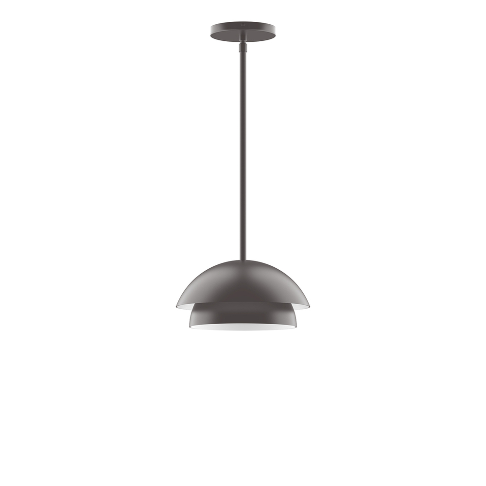 10" Nest Stem Hung Pendant with 6 inch white opal glass globe, Bronze Matte
