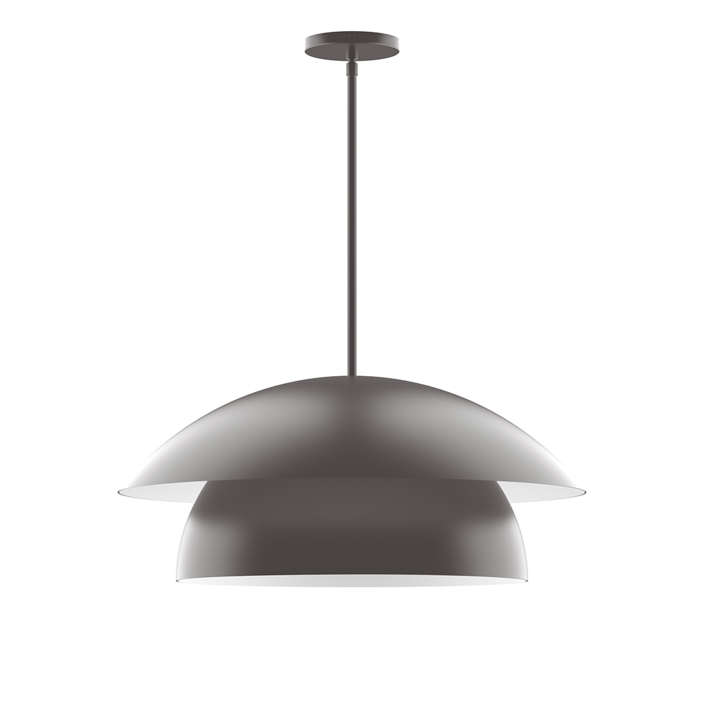 24" Nest Stem Hung Pendant with 6 inch white opal glass globe, Bronze Matte