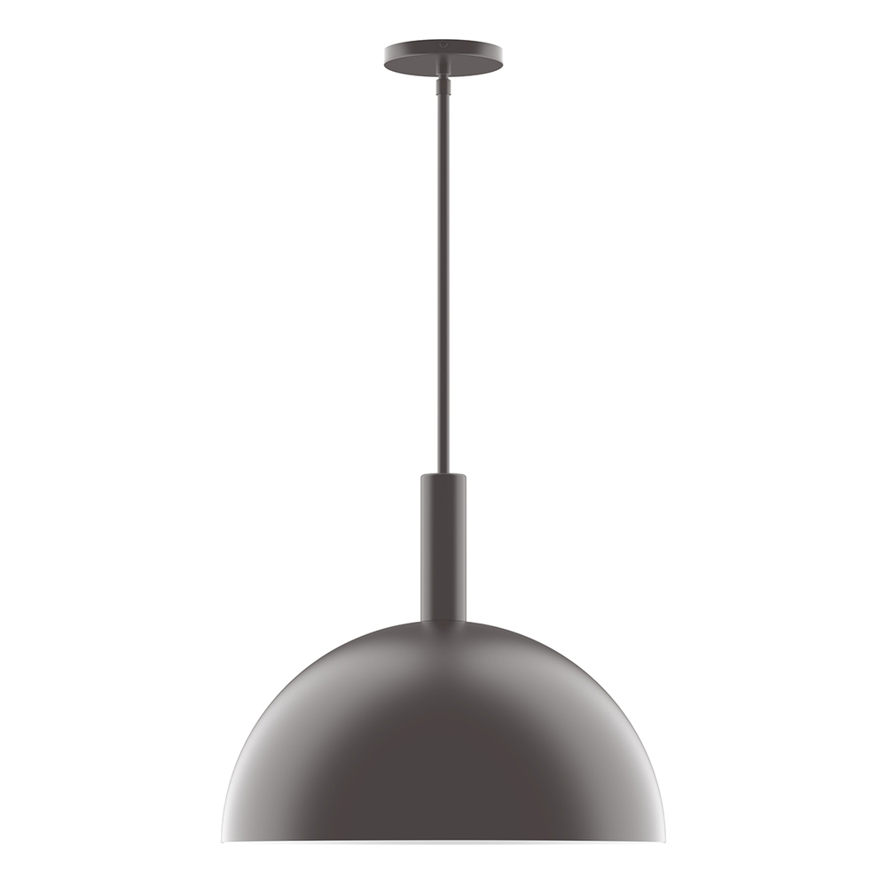 18" Ray Stem Hung Pendant with 6 inch white opal glass globe, Bronze Matte