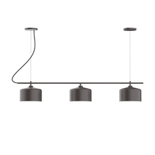 Montclair Light Works CHA419-57-C27 - 3-Light Linear Axis Chandelier with Neutral Argyle Fabric Cord, Bronze Matte