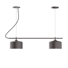 Montclair Light Works CHB419-57-C16 - 2-Light Linear Axis Chandelier with Navy Mini Tweed Fabric Cord, Bronze Matte
