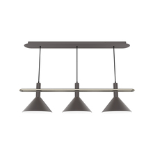 Montclair Light Works CHR422-57-96-C27 - 2-Lt Raceway Linear Chandelier w/ Neutral Argyle Fabric Cord, Bronze Matte w/ Brushed Nickel accents