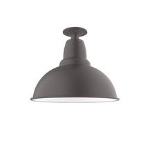Montclair Light Works FMB107-57-G06 - 14" Cafe Flush Mount Light with Frosted Glass and cast guard in Bronze Matte