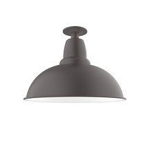 Montclair Light Works FMB108-57-G05 - 16" Cafe Flush Mount Light with clear glass and cast guard in Bronze Matte