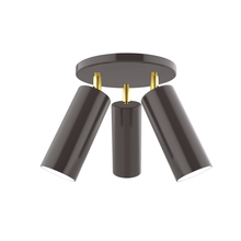 Montclair Light Works FMH440-51-91 - Martin 3-light Flush Mount, Architectural Bronze with Brushed Brass Swivels