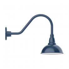 Montclair Light Works GNA105-50-G05 - 8" Cafe shade, gooseneck wall mount with clear glass and cast guard, Navy