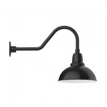 Montclair Light Works GNB106-41-B01-W12 - 12" Cafe shade, gooseneck wall mount, decorative canopy cover and wire grill, Black