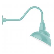 Montclair Light Works GNB121-48-B01 - 12" Emblem shade gooseneck wall mount, decorative canopy cover, Sea Green