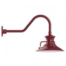 Montclair Light Works GNB142-55-G05 - 12" Homestead shade, gooseneck wall mount with clear glass and cast guard, Barn Red