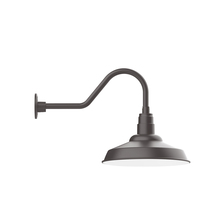 Montclair Light Works GNB184-57-G06 - 16" Warehouse shade, gooseneck wall mount with Frosted Glass and cast guard, Bronze Matte