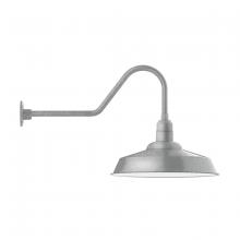 Montclair Light Works GNC186-49-G05 - 20" Warehouse shade, gooseneck wall mount with clear glass and cast guard, Painted Galvanized