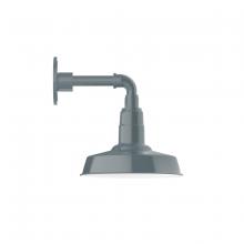 Montclair Light Works GNM181-40-G05 - 10" Warehouse shade, straight arm wall mount with clear glass and cast guard, Slate Gray