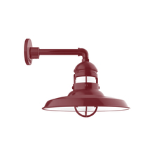Montclair Light Works GNN070-55-G07 - 14.5" Liberty shade, Straight Arm wall mount, Frosted Glass, Barn Red