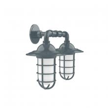 Montclair Light Works GNP052-40 - Vaportite, Style A shade, double wall mount with clear glass and cast guard, Slate Gray