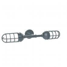 Montclair Light Works GNQ050-40 - Vaportite, no shade, double wall mount with clear glass and cast guard, Slate Gray