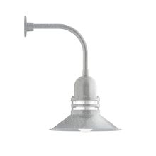 Montclair Light Works GNU150-49-B01 - 16" Atomic shade, Curved Arm wall mount, decorative canopy cover, Painted Galvanized