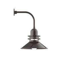 Montclair Light Works GNU151-51-B01 - 18" Atomic shade, Curved Arm wall mount, decorative canopy cover, Architectural Bronze