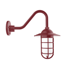 Montclair Light Works GNV052-55-G07 - Vaportite, Style A shade, gooseneck wall mount with frosted glass and cast guard, Barn Red