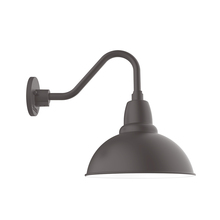 Montclair Light Works GNV106-57-G06 - 12" Cafe shade, Gooseneck wall mount with Frosted Glass and cast guard, Bronze Matte