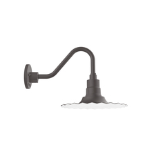 Montclair Light Works GNV158-57-G05 - 12" Radial shade, Gooseneck wall mount with clear glass and cast guard, Bronze Matte