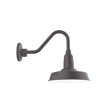 Montclair Light Works GNV181-57-W10-L12 - 10" Warehouse shade, LED Gooseneck Wall mount with wire grill, Bronze Matte