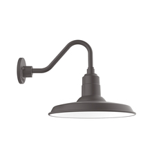 Montclair Light Works GNV183-57-B03-W14 - 14" Warehouse shade, gooseneck wall mount, decorative canopy cover and wire grill, Bronze Matte
