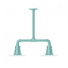 Montclair Light Works MSB157-48-T30 - 8" Radial shade, 2-light stem hung pendant, Sea Green