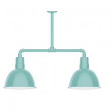 Montclair Light Works MSD116-48-T30-G05 - 12" Deep Bowl shade, 2-light stem hung pendant with clear glass and cast guard, Sea Green