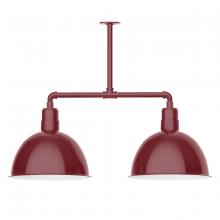 Montclair Light Works MSD117-55-T24-G05 - 16" Deep Bowl shade, 2-light stem hung pendant with clear glass and cast guard, Barn Red