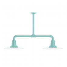 Montclair Light Works MSD158-48-T30 - 12" Radial shade, 2-light stem hung pendant, Sea Green