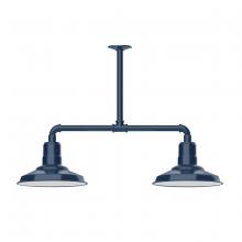 Montclair Light Works MSD182-50-T48-W12 - 12" Warehouse shade, 2-light stem hung pendant with wire grill, Navy