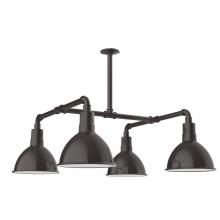 Montclair Light Works MSP115-51-T48-G05 - 10" Deep Bowl shade, 4-light stem hung pendant with clear glass and cast guard, Architectural Br