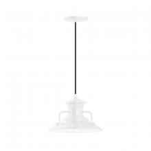 Montclair Light Works PEB142-44-C24 - 12" Homestead shade, pendant with cool tweed fabric cord and canopy, White