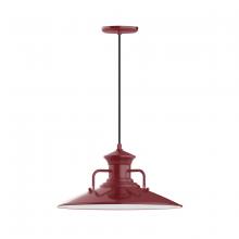 Montclair Light Works PEB143-55-C02 - 18" Homestead shade, pendant with black solid fabric cord and canopy, Barn Red