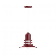 Montclair Light Works PEB148-55-C20 - 12" Atomic shade, pendant with white solid fabric cord and canopy, Barn Red