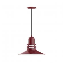 Montclair Light Works PEB149-55 - 16" Atomic shade, pendant with black cord and canopy, Barn Red