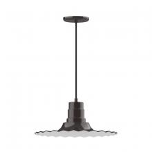 Montclair Light Works PEB159-51-C24 - 16" Radial shade, pendant with cool tweed fabric cord and canopy, Architectural Bronze