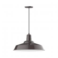 Montclair Light Works PEB186-51-C02 - 20" Warehouse shade, pendant with black solid fabric cord and canopy, Architectural Bronze