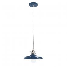 Montclair Light Works PEB401-50-96-C24 - 10" Uno Pendant, cool tweed fabric cord with canopy, Navy with Brushed Nickel Hardware