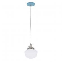 Montclair Light Works PEB413-54-96-C04 - 8" Uno Pendant, black & white houndstooth fabric cord w/ canopy
