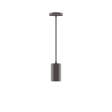 Montclair Light Works PEB425-57-C27-L10 - 3.5" x 6" Beam LED Pendant, neutral argyle fabric cord with canopy, Bronze Matte
