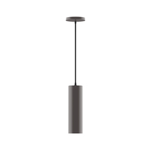 Montclair Light Works PEB426-57-C27 - 3.5" x 12" Beam Pendant, neutral argyle fabric cord with canopy, Bronze Matte