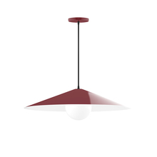 Montclair Light Works PEB429-G15-55-C11 - 24" Vessel Pendant w/ 6" white opal glass globe, Gray & Yellow Dot Fabric Cord w/ canopy, Ba