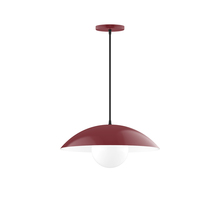Montclair Light Works PEB438-G15-55-C11 - 16" Plateau Pendant w/ 6" white opal glass globe, Gray & Yellow Dot Fabric Cord w/ canopy, B