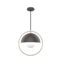 Montclair Light Works PEB510-57-96-C24 - Orbit Round Pendant with Cool Tweed Fabric Cord, Bronze Matte with Brushed Nickel accents