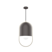 Montclair Light Works PEB515-57-96-C23 - Orbit Oblong Pendant with Red and White Zigzag Fabric Cord, Bronze Matte with Brushed Nickel accents