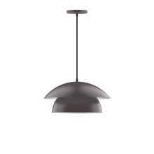 Montclair Light Works PEBX446-G15-57-C25 - 16" Nest Pendant w/ 6 inch white opal glass globe, polished copper fabric cord w/ canopy