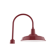 Montclair Light Works POA185-55-W18-L13 - 18" Warehouse shade, LED post top mount with wire grill, Barn Red